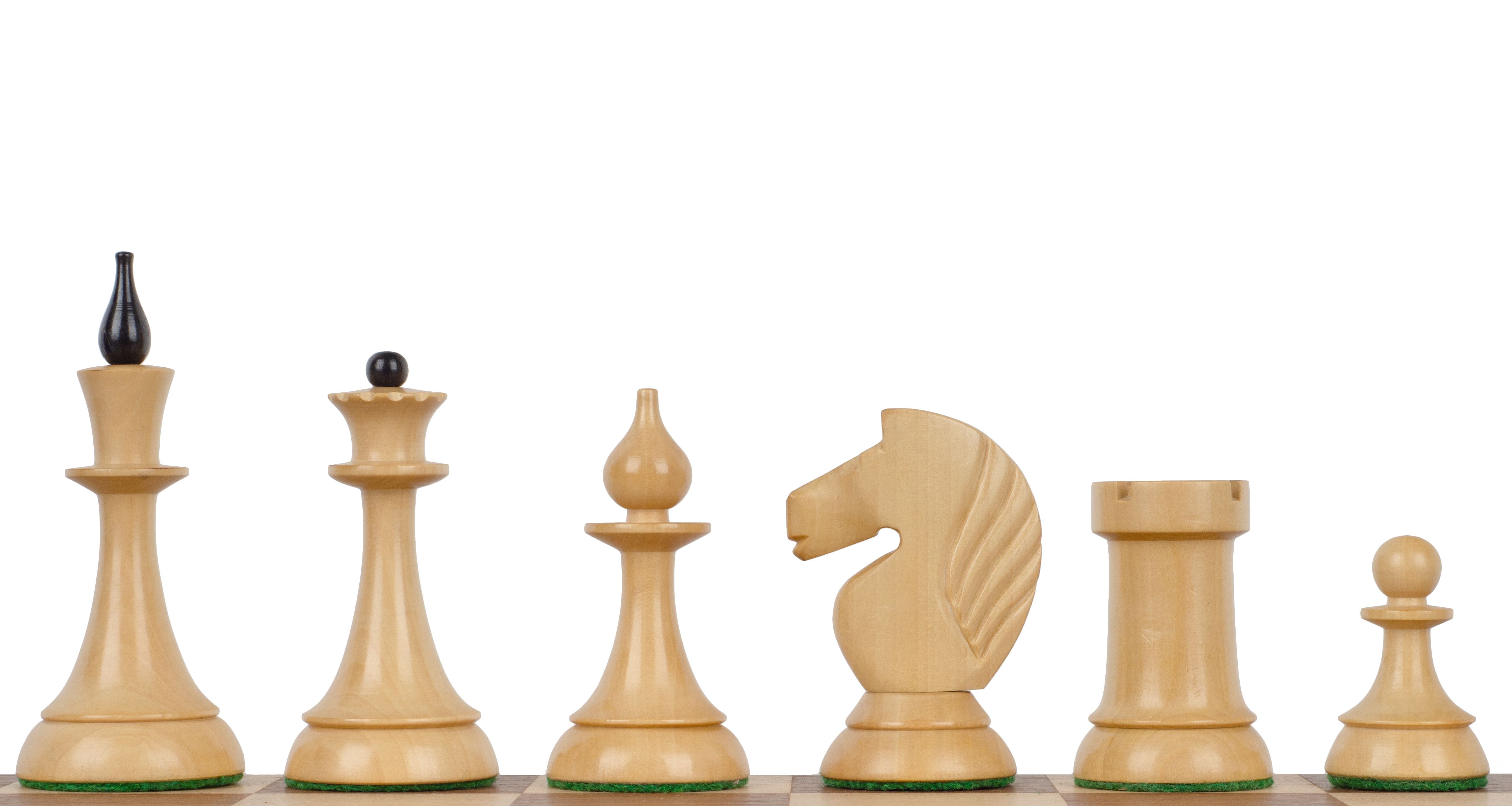 Figure di scacchi Queen's Gambit 1957 Legno di bosso ebano 4 pollici - Figure di scacchi Queen's Gambit 1957 Legno di bosso ebano 4 pollici