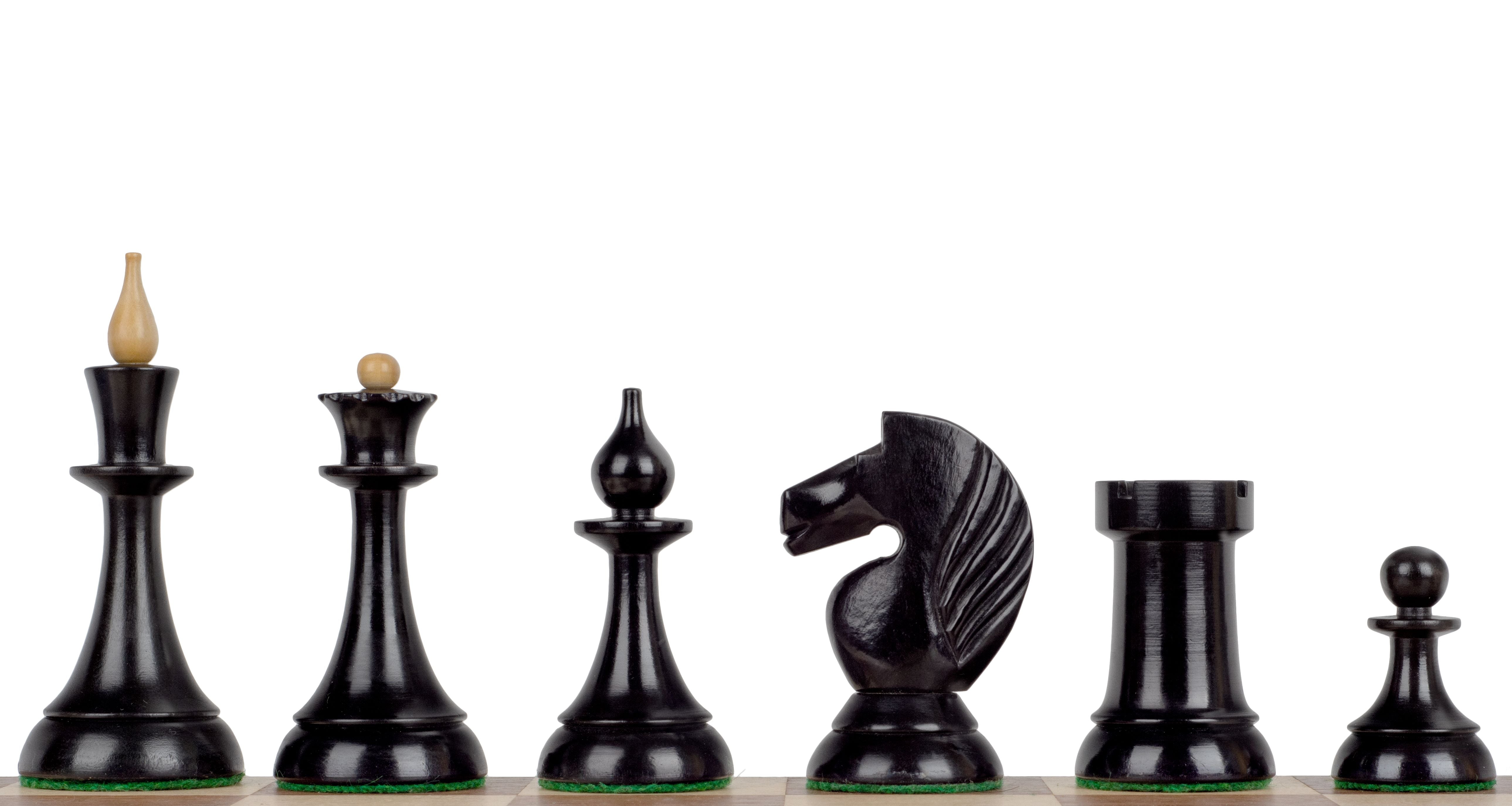 Figury szachowe Queen's Gambit 1957 Bukszpan hebanizowany 3,75 cala - Figury szachowe Queen's Gambit 1957 Bukszpan hebanizowany 3,75 cala
