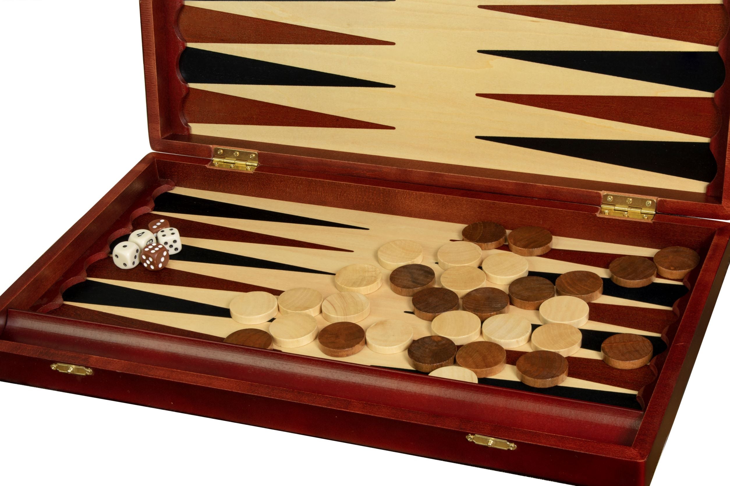 Jeu de Backgammon en bois teinté - de grande taille (48x28cm) - L'ensemble complet - Jeu de Backgammon en bois teinté - de grande taille (48x28cm) - L'ensemble complet