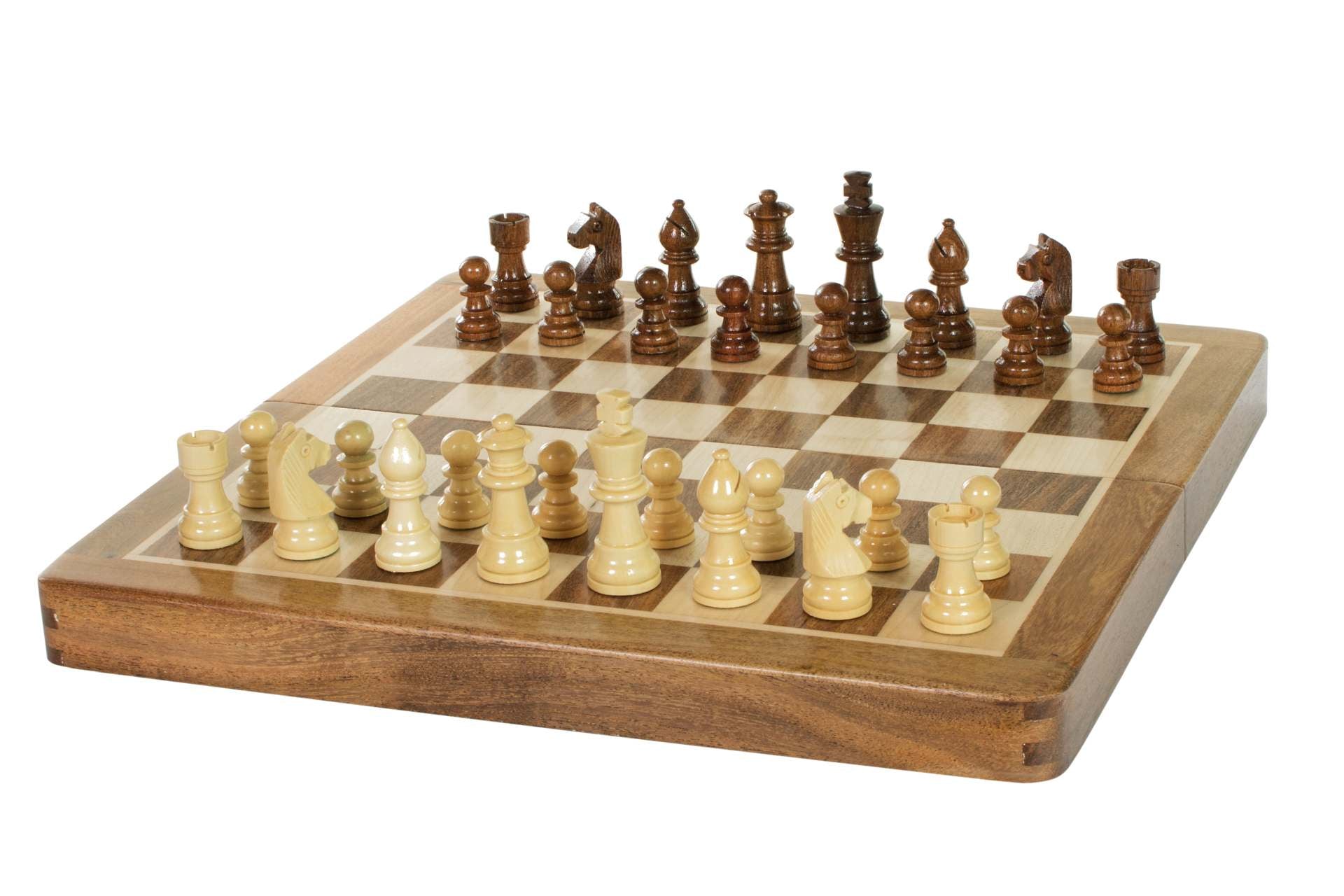 Jeu d'échecs Magnétique Pliant en bois d'acacia et buis de petite taille (30x30cm) - Jeu d'échecs Magnétique Pliant en bois d'acacia et buis de petite taille (30x30cm)