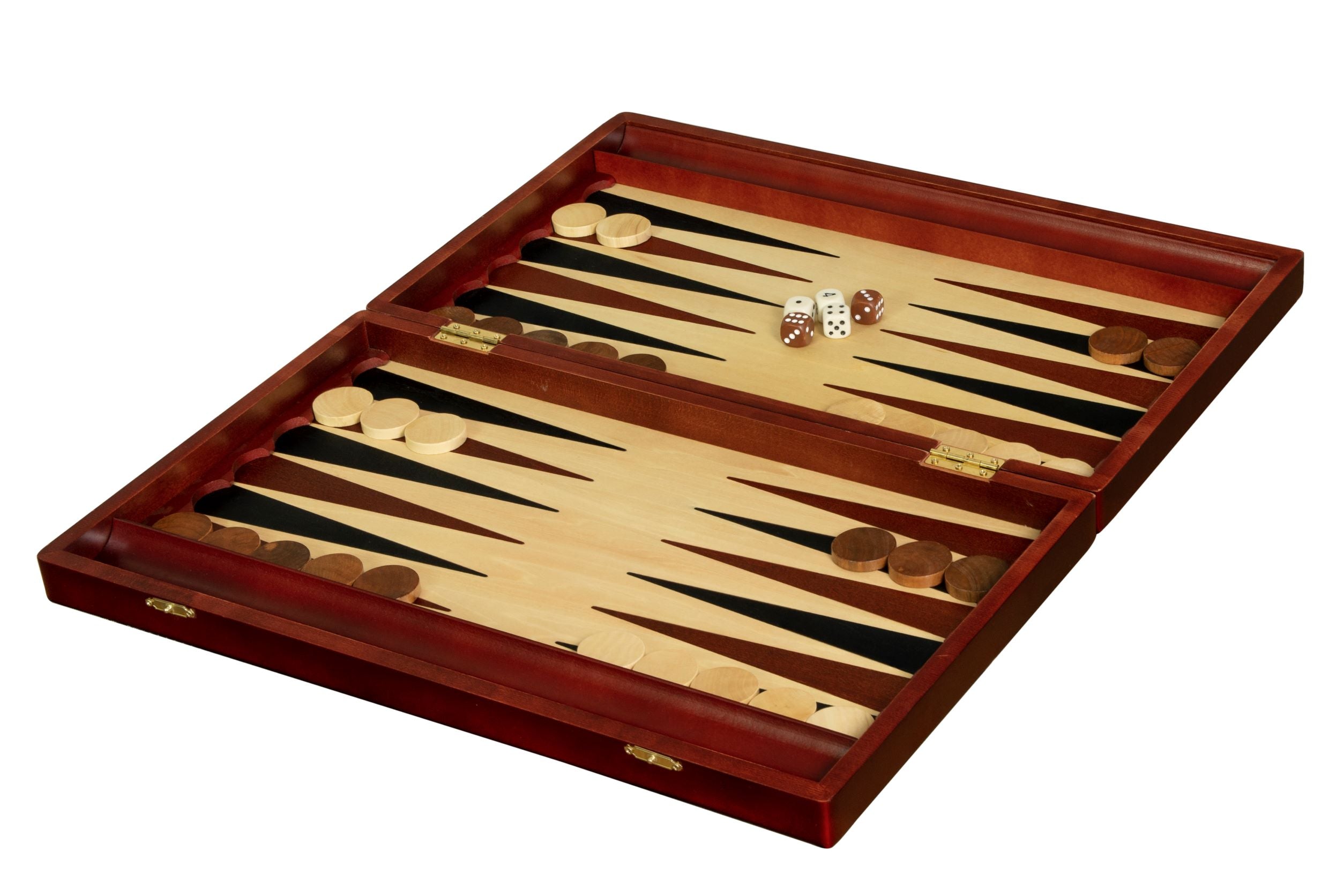 Jeu de Backgammon en bois teinté - de grande taille (48x28cm) - L'ensemble complet - Jeu de Backgammon en bois teinté - de grande taille (48x28cm) - L'ensemble complet
