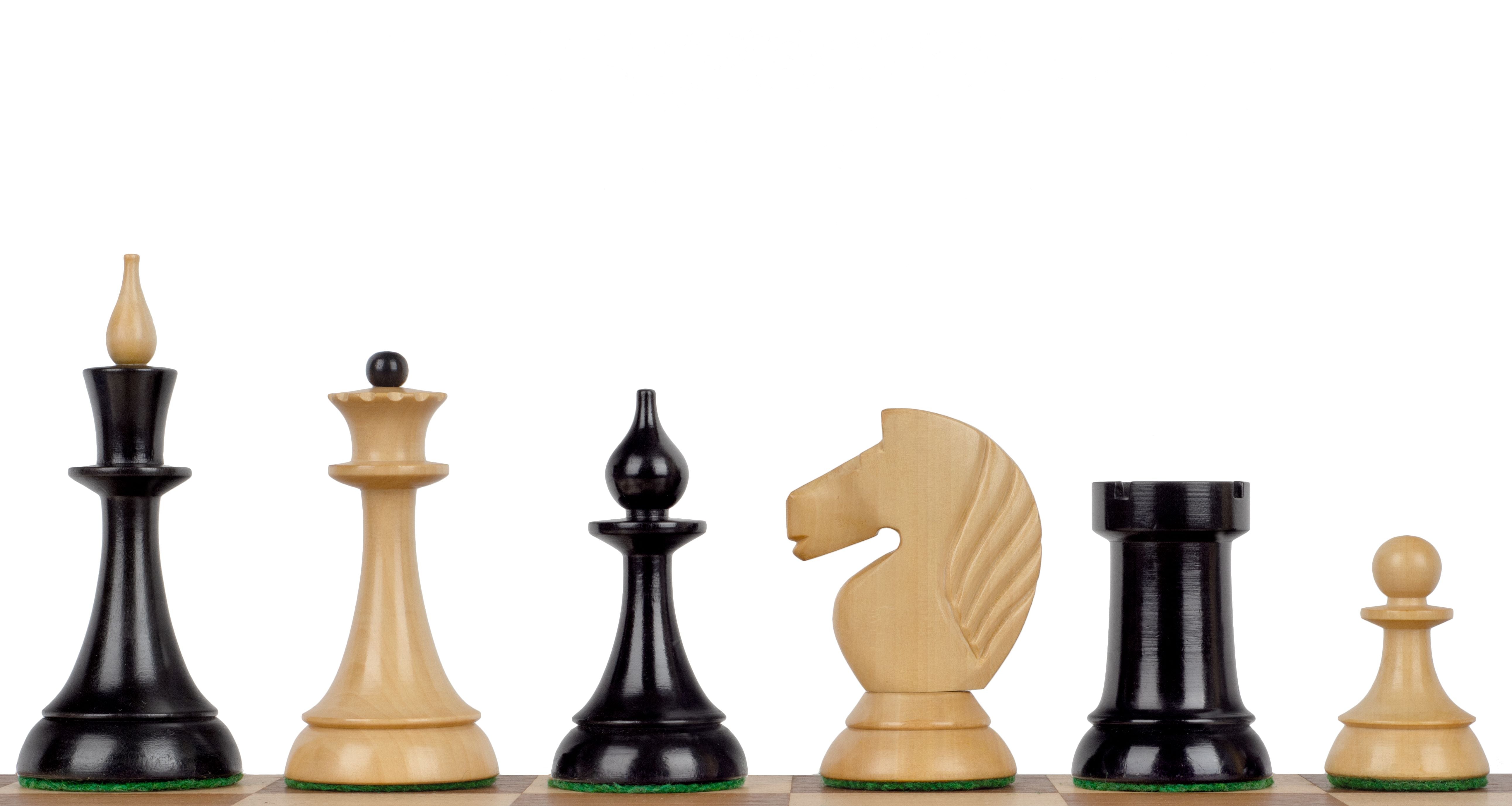 Figury szachowe Queen's Gambit 1957 Bukszpan hebanizowany 3,75 cala - Figury szachowe Queen's Gambit 1957 Bukszpan hebanizowany 3,75 cala