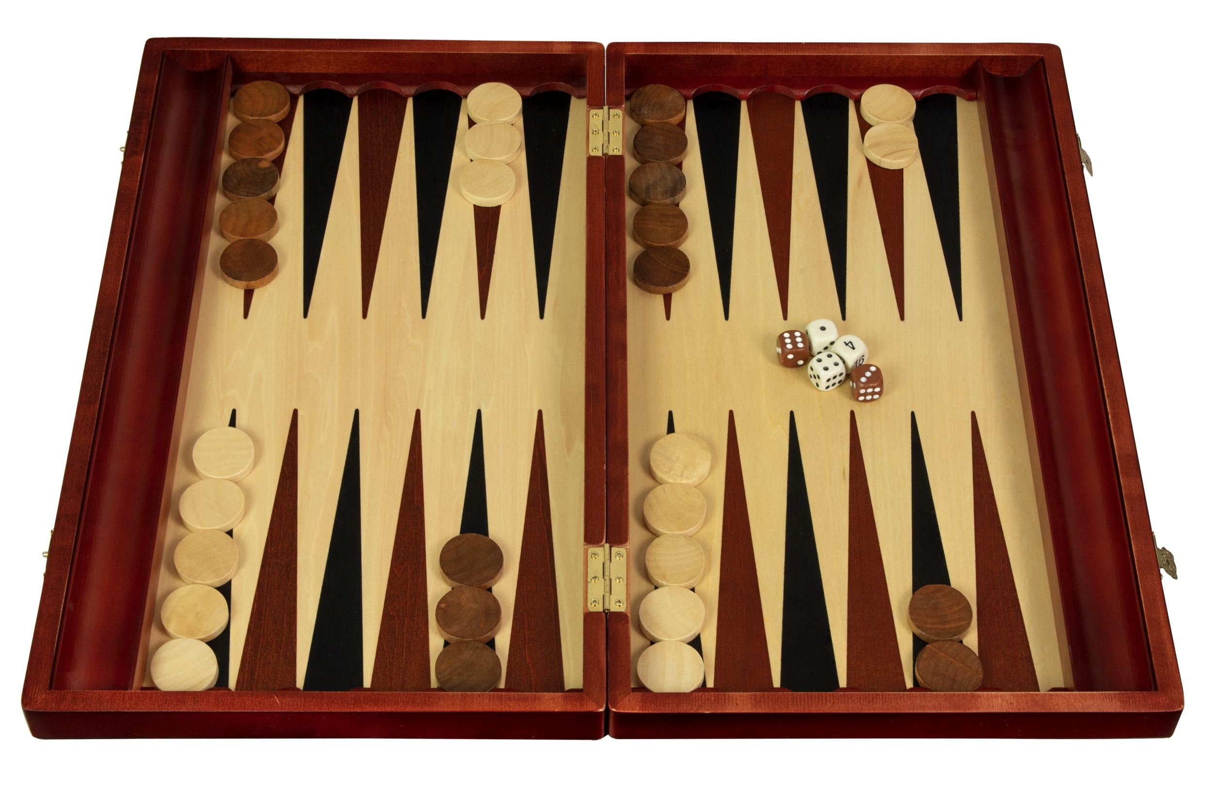Jeu de Backgammon en bois teinté - de grande taille (48x28cm) - L'ensemble complet - Jeu de Backgammon en bois teinté - de grande taille (48x28cm) - L'ensemble complet