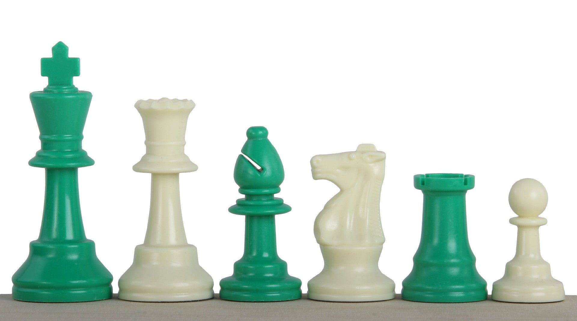 Pièces d'échecs vertes en plastique feutrées de taille 6 - Pièces d'échecs vertes en plastique feutrées de taille 6