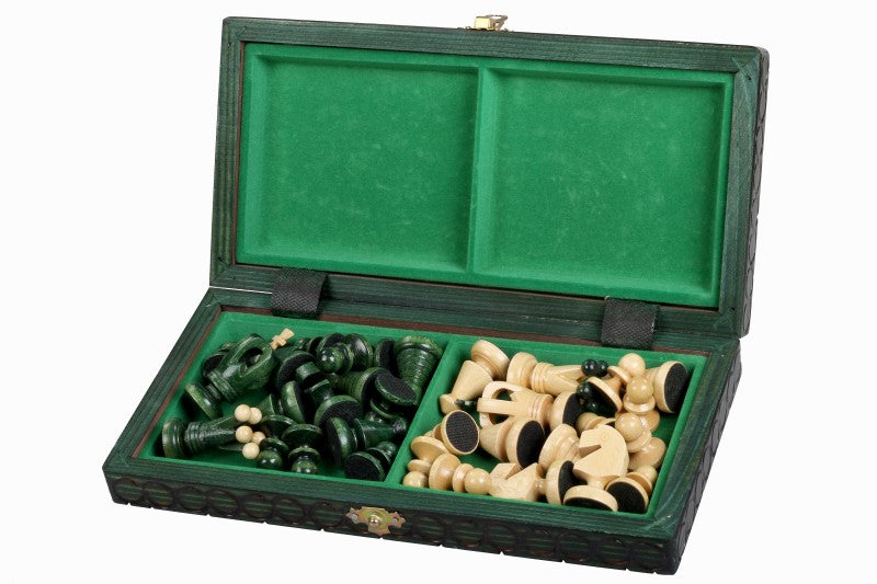 Jeu d'Echecs ROYAL Green en bois de charme, de petite taille (29 x 29cm) - Ensemble Complet - Jeu d'Echecs ROYAL Green en bois de charme, de petite taille (29 x 29cm) - Ensemble Complet