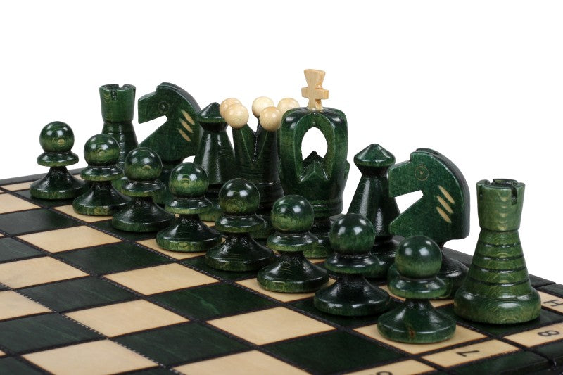 Jeu d'Echecs ROYAL Green en bois de charme, de petite taille (29 x 29cm) - Ensemble Complet - Jeu d'Echecs ROYAL Green en bois de charme, de petite taille (29 x 29cm) - Ensemble Complet