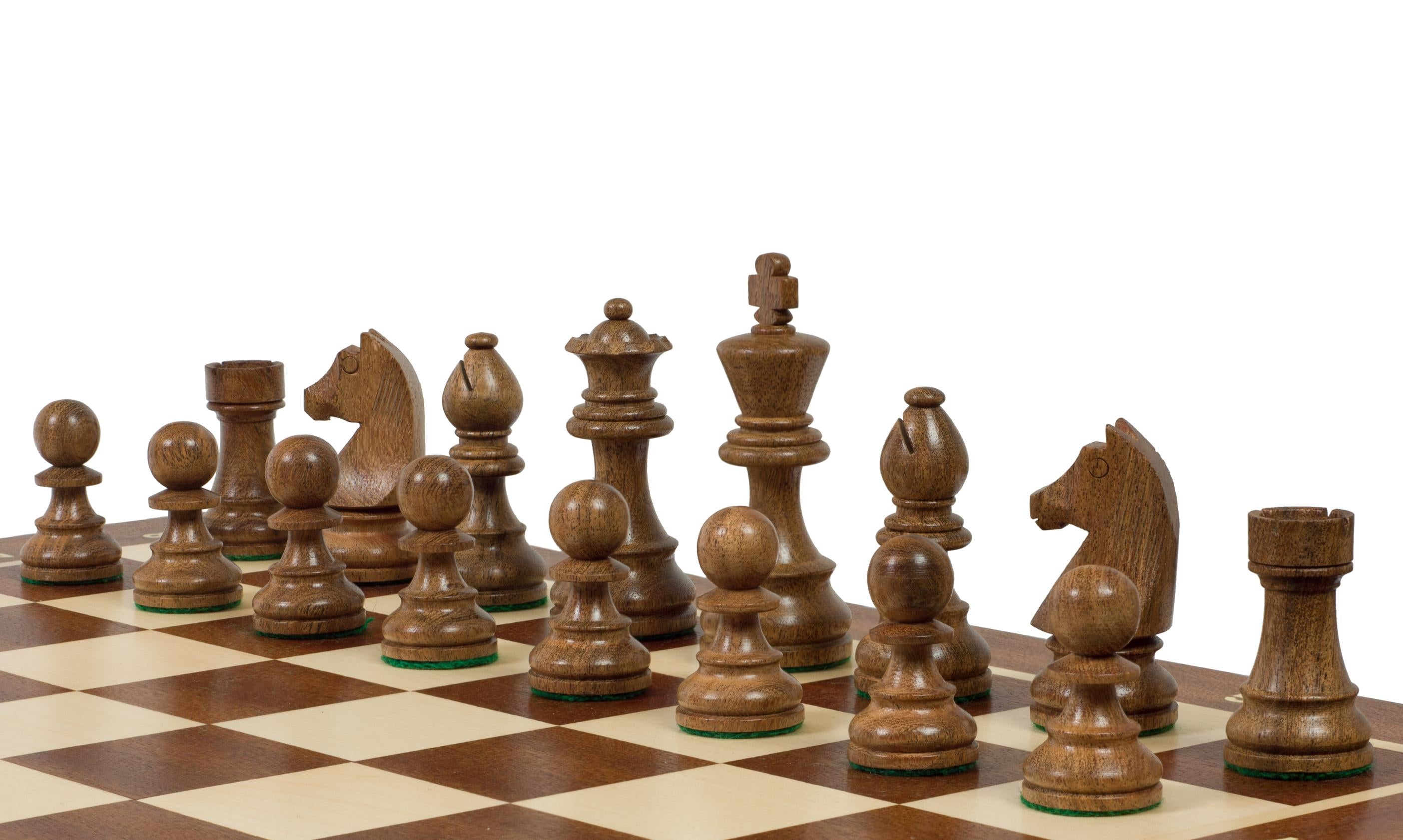 Jeu d'échecs de tournoi avec les pièces German Knight Acacia de taille 6 (54x54cm) - L'ensemble complet - Jeu d'échecs de tournoi avec les pièces German Knight Acacia de taille 6 (54x54cm) - L'ensemble complet