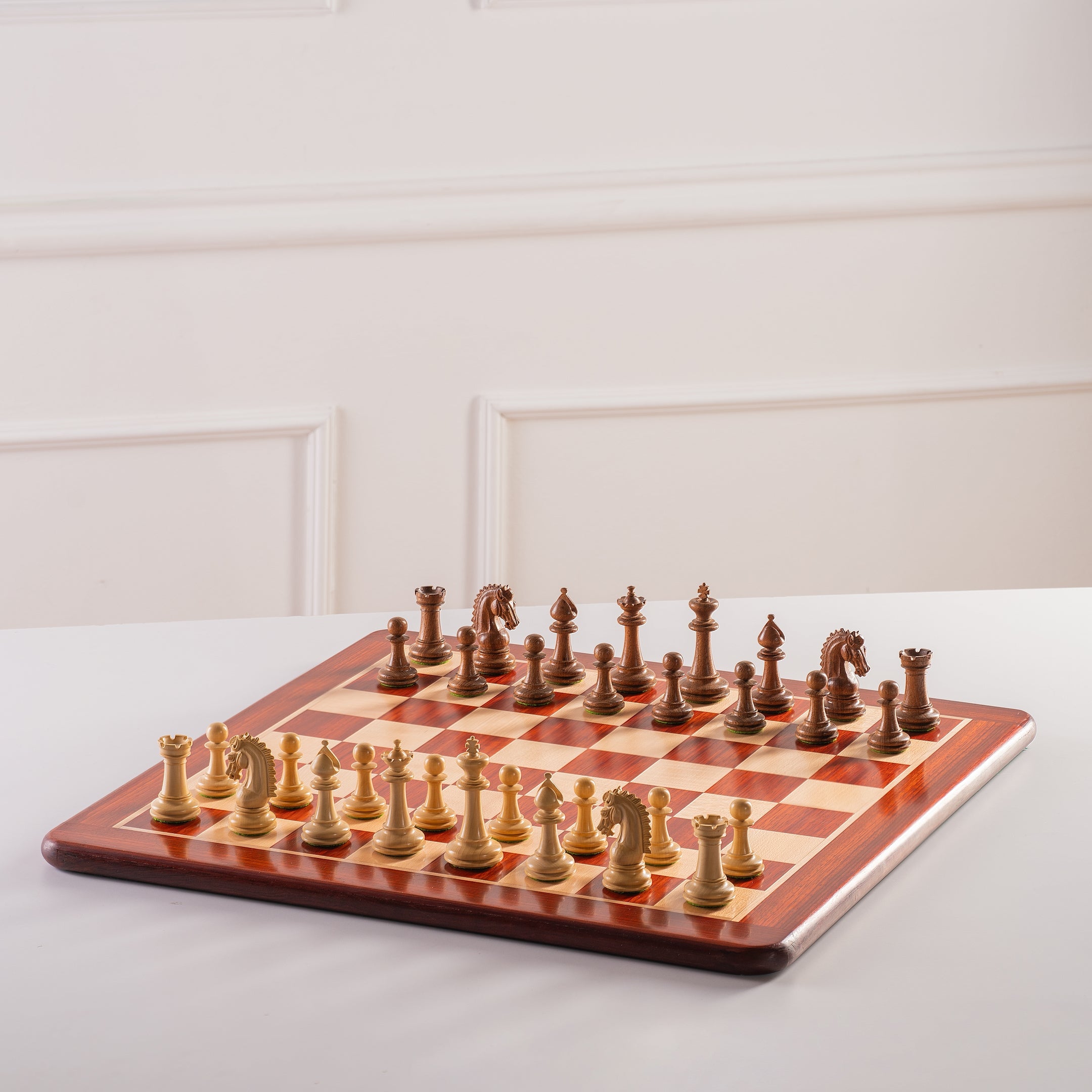 Solid wood chess board (58x58cm) - redwood/beechwood (58 mm field) - Solid wood chess board (58x58cm) - redwood/beechwood (58 mm field)