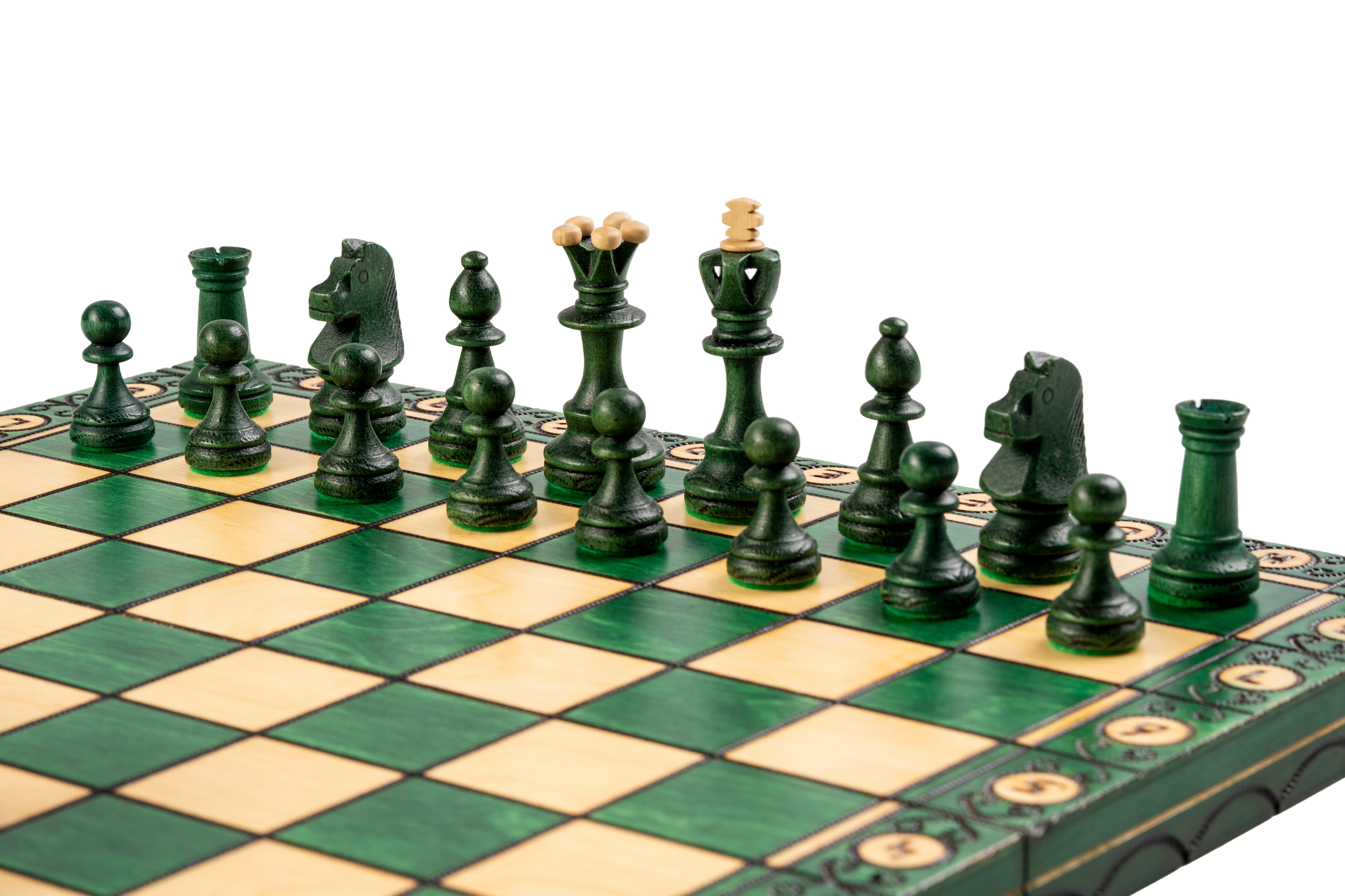Jeu d'échecs SENATEUR Green en bois de charme, de taille moyenne (41 x 41cm) - Ensemble Complet Vert - Jeu d'échecs SENATEUR Green en bois de charme, de taille moyenne (41 x 41cm) - Ensemble Complet Vert