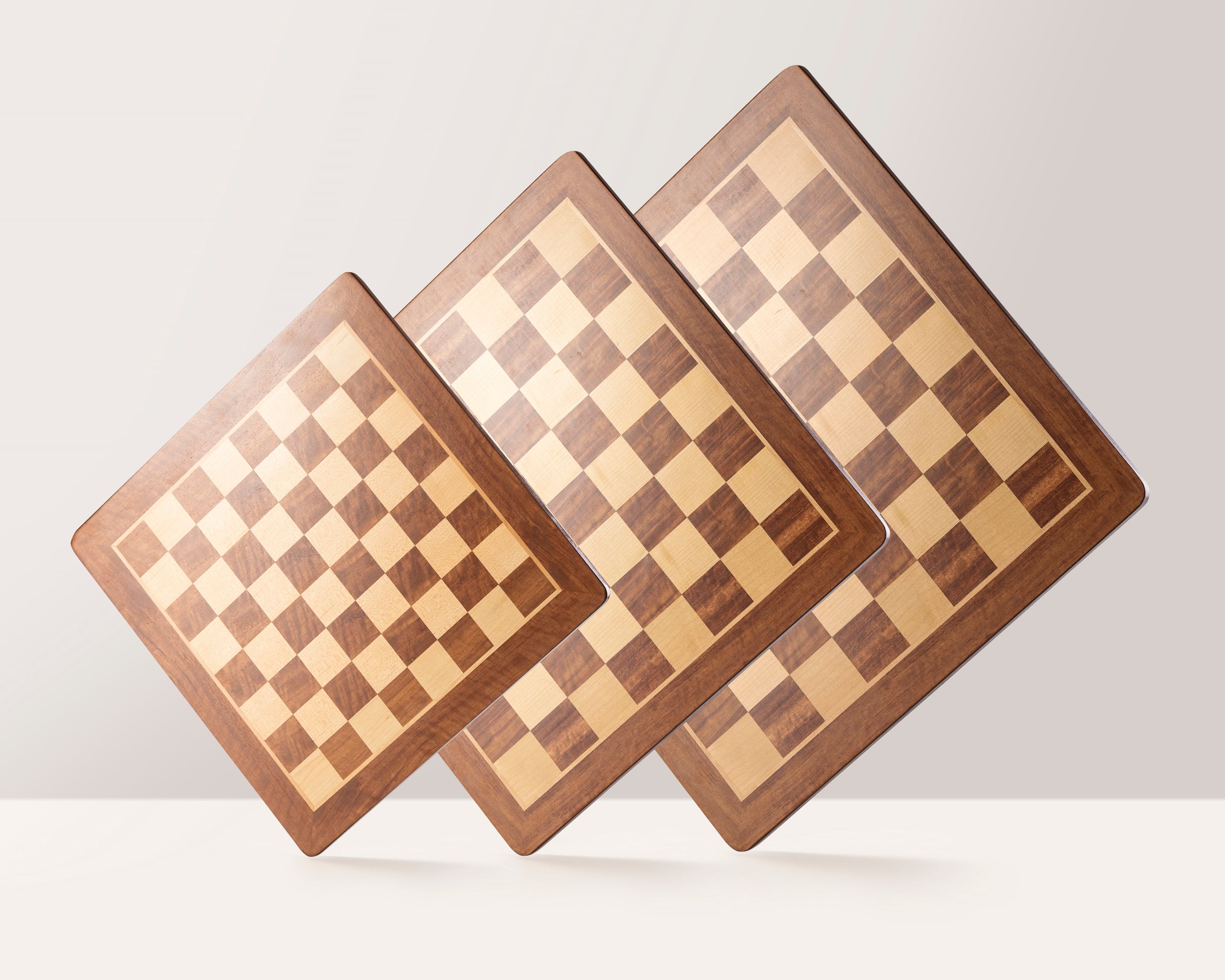 Chess board No. 5+ (without description) paduk/ maple (marquetry) - round corners - Chess board No. 5+ (without description) paduk/ maple (marquetry) - round corners