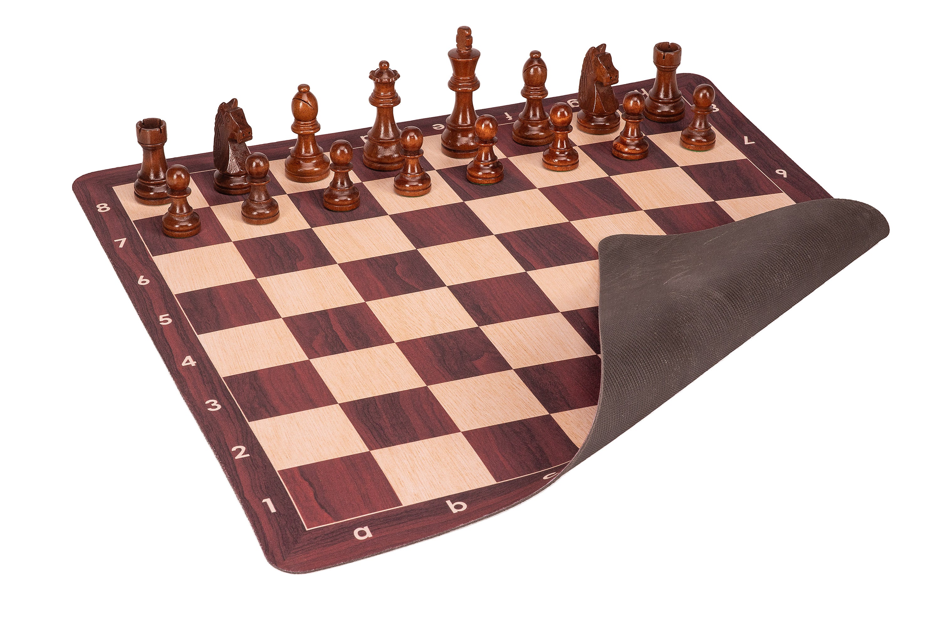 Scacchiera arrotolabile n. 6 (51 cm), fondo in MOGANO antiscivolo - Scacchiera arrotolabile n. 6 (51 cm), fondo in MOGANO antiscivolo