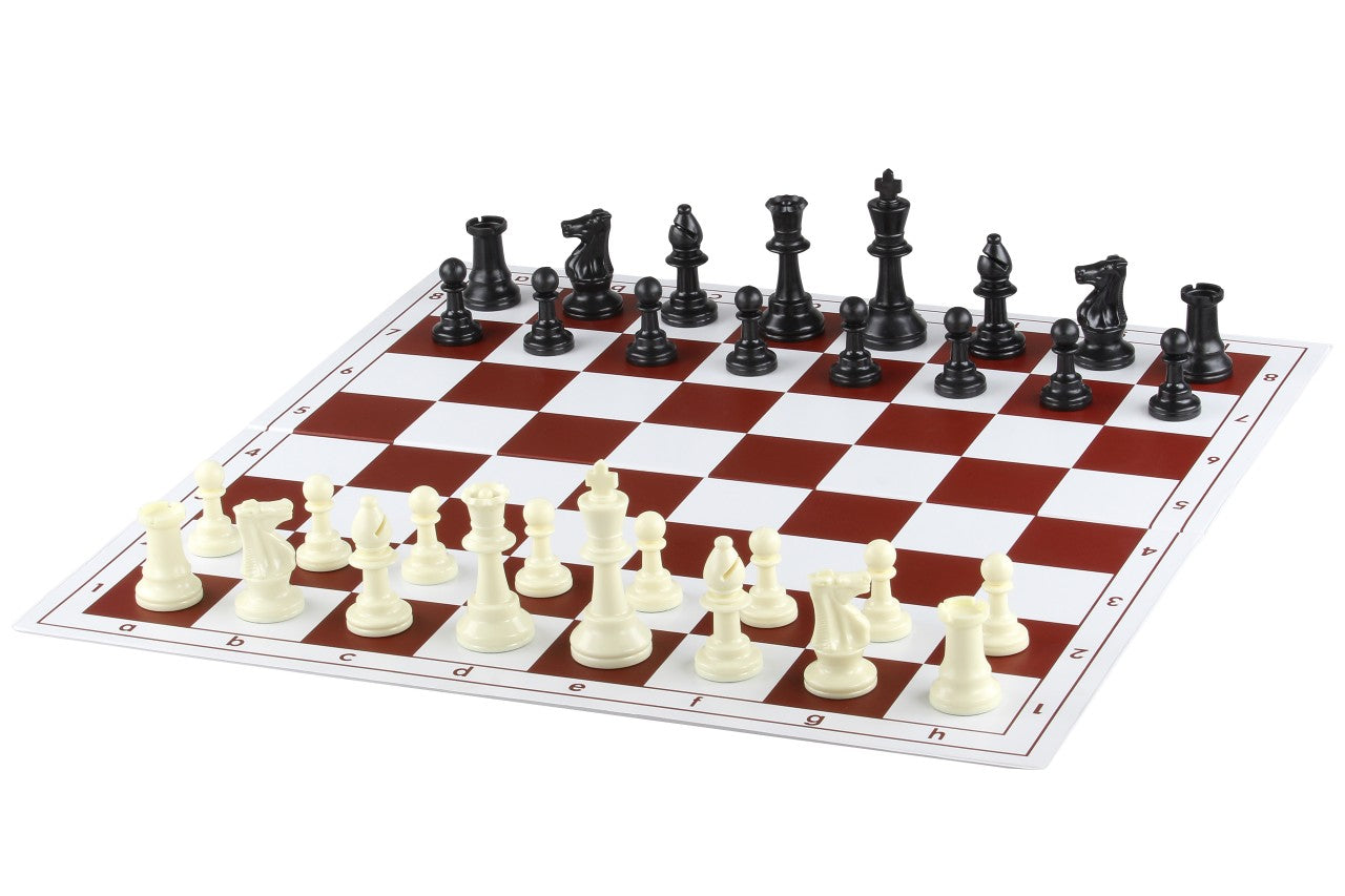 Plastic chessboard, foldable, white/red, 58 mm square - Plastic chessboard, foldable, white/red, 58 mm square