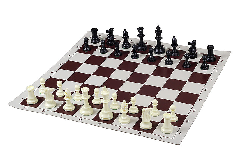 Pièces d'échecs plastique plombées et feutrées - pièces blanches et noires de taille 6 - Pièces d'échecs plastique plombées et feutrées - pièces blanches et noires de taille 6