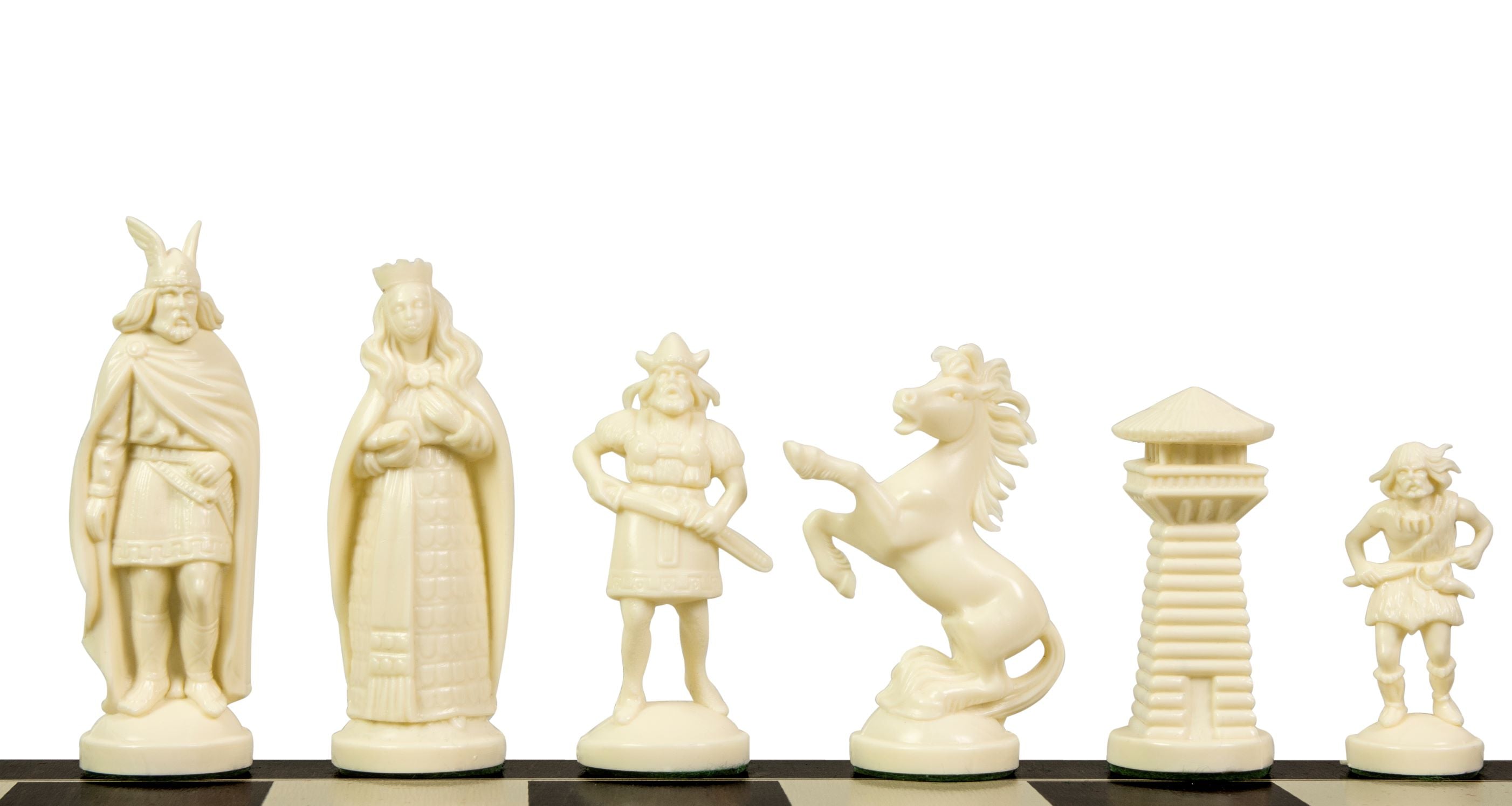 Viking stylized chess pieces, cream and black (king 98 mm) - Viking stylized chess pieces, cream and black (king 98 mm)