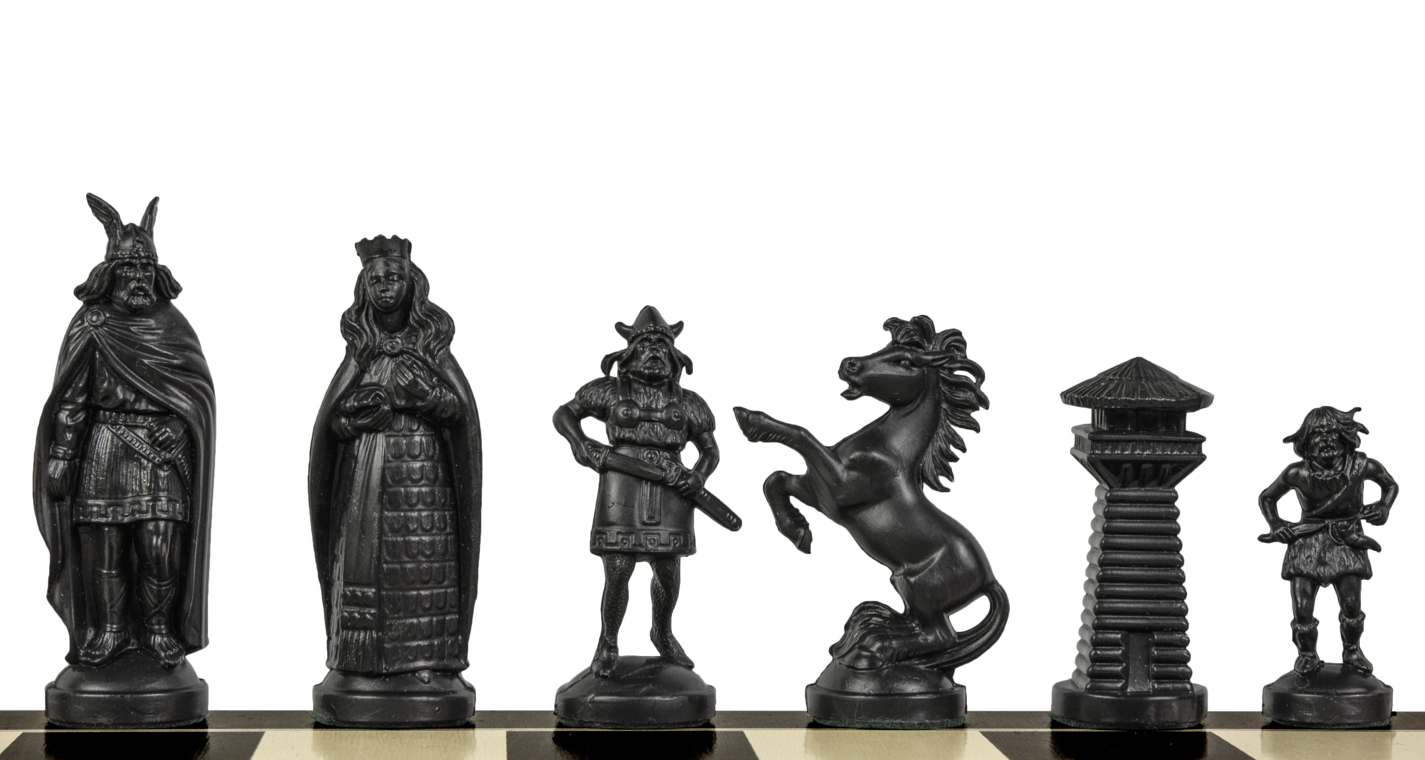 Viking stylized chess pieces, cream and black (king 98 mm) - Viking stylized chess pieces, cream and black (king 98 mm)