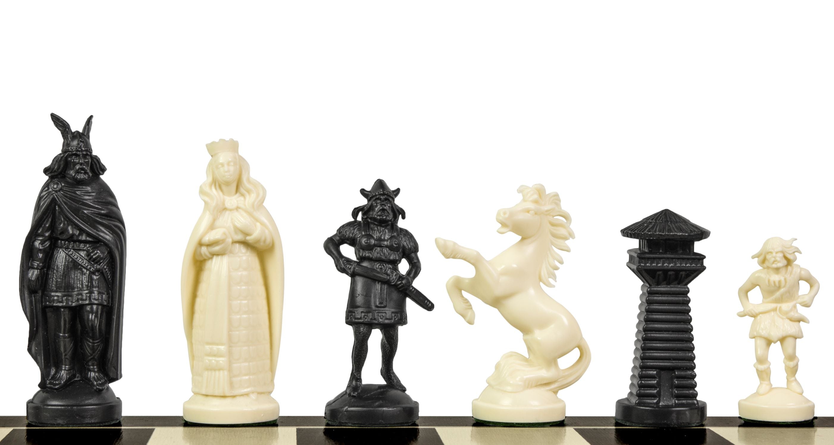 Viking stylized chess pieces, cream and black (king 98 mm) - Viking stylized chess pieces, cream and black (king 98 mm)