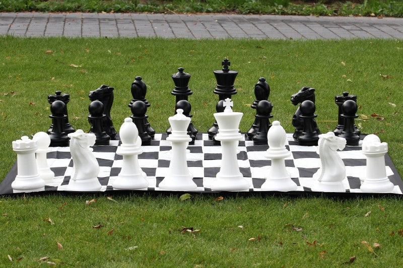 Pièces d'échecs géantes Jardin et extérieur (roi 41 cm) - pièces d'échecs en plastique + échiquier en nylon - Pièces d'échecs géantes Jardin et extérieur (roi 41 cm) - pièces d'échecs en plastique + échiquier en nylon