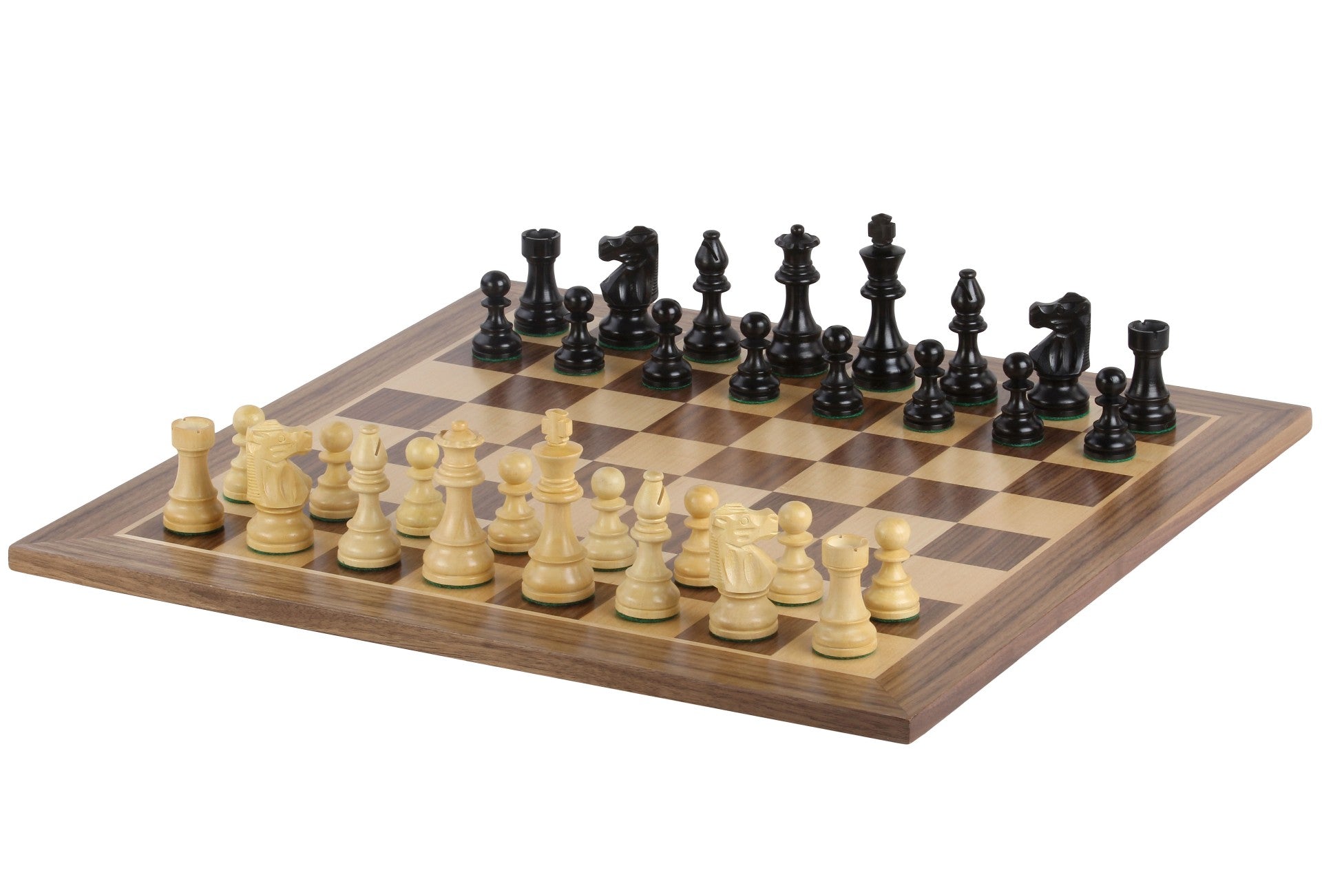 No5 Walnut Chessboard+ 3.5" French Ebonised pieces - No5 Walnut Chessboard+ 3.5" French Ebonised pieces