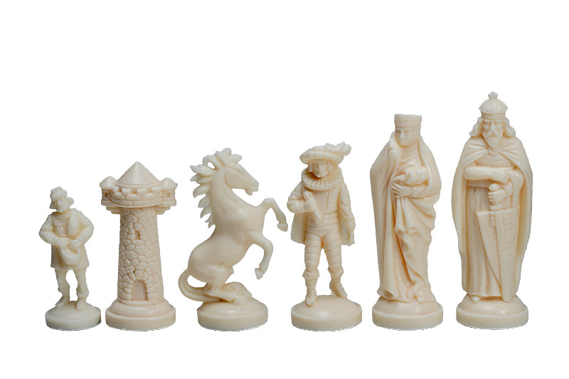 Mittelalterliche stilisierte Schachfiguren, creme und schwarz (König 98 mm) - Mittelalterliche stilisierte Schachfiguren, creme und schwarz (König 98 mm)