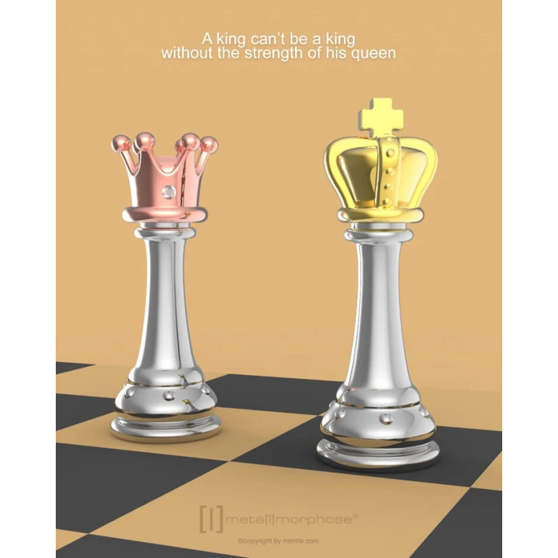 Porte clé - Roi Pièce échecs argentée et dorée - Porte clé - Roi Pièce échecs argentée et dorée