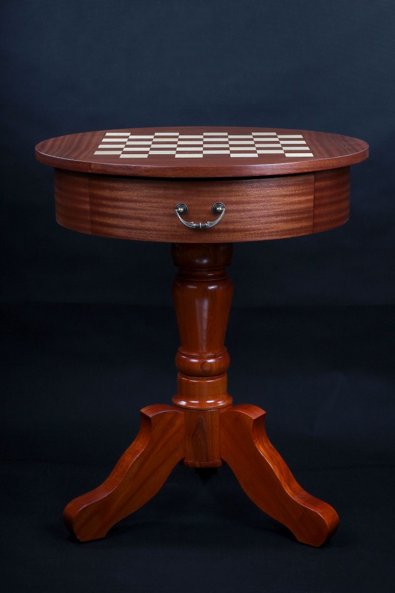 Chess table De Lux (without pieces)/ Round table / total height: 77 cm - Chess table De Lux (without pieces)/ Round table / total height: 77 cm