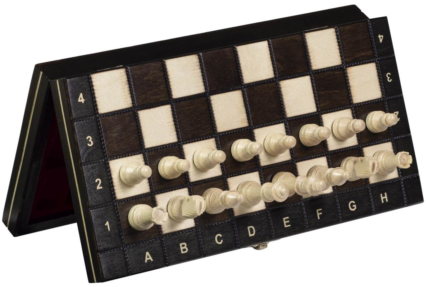 Jeu d'échecs Scolaire MAGNETIQUE en bois de charme, pliant, de petite taille (27 x 27cm) - Ensemble Complet - Jeu d'échecs Scolaire MAGNETIQUE en bois de charme, pliant, de petite taille (27 x 27cm) - Ensemble Complet