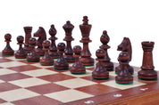 Jeu d'échecs de Tournoi en marqueterie de bois d'acajou et sycomore de taille 4 - Ensemble Complet avec 2 Dames supplémentaires