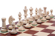 Jeu d'échecs de Tournoi en marqueterie de bois d'acajou et sycomore de taille 4 - Ensemble Complet avec 2 Dames supplémentaires