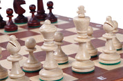 Jeu d'échecs de Tournoi en marqueterie de bois d'acajou et sycomore de taille 4 - Ensemble Complet avec 2 Dames supplémentaires