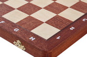 Jeu d'échecs de Tournoi en marqueterie de bois d'acajou et sycomore de taille 4 - Ensemble Complet avec 2 Dames supplémentaires