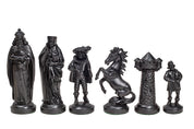 Pièces d'échecs en plastique de style Médiéval, de couleur crème et noire de taille 6 dans un poly-sac (roi 98 mm)