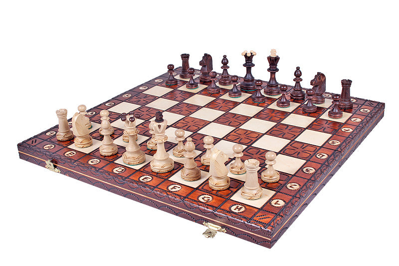 Jeu d'Echecs JUNIOR en bois de charme, de taille  moyenne (42 x 42cm) - Ensemble Complet - Jeu d'Echecs JUNIOR en bois de charme, de taille  moyenne (42 x 42cm) - Ensemble Complet
