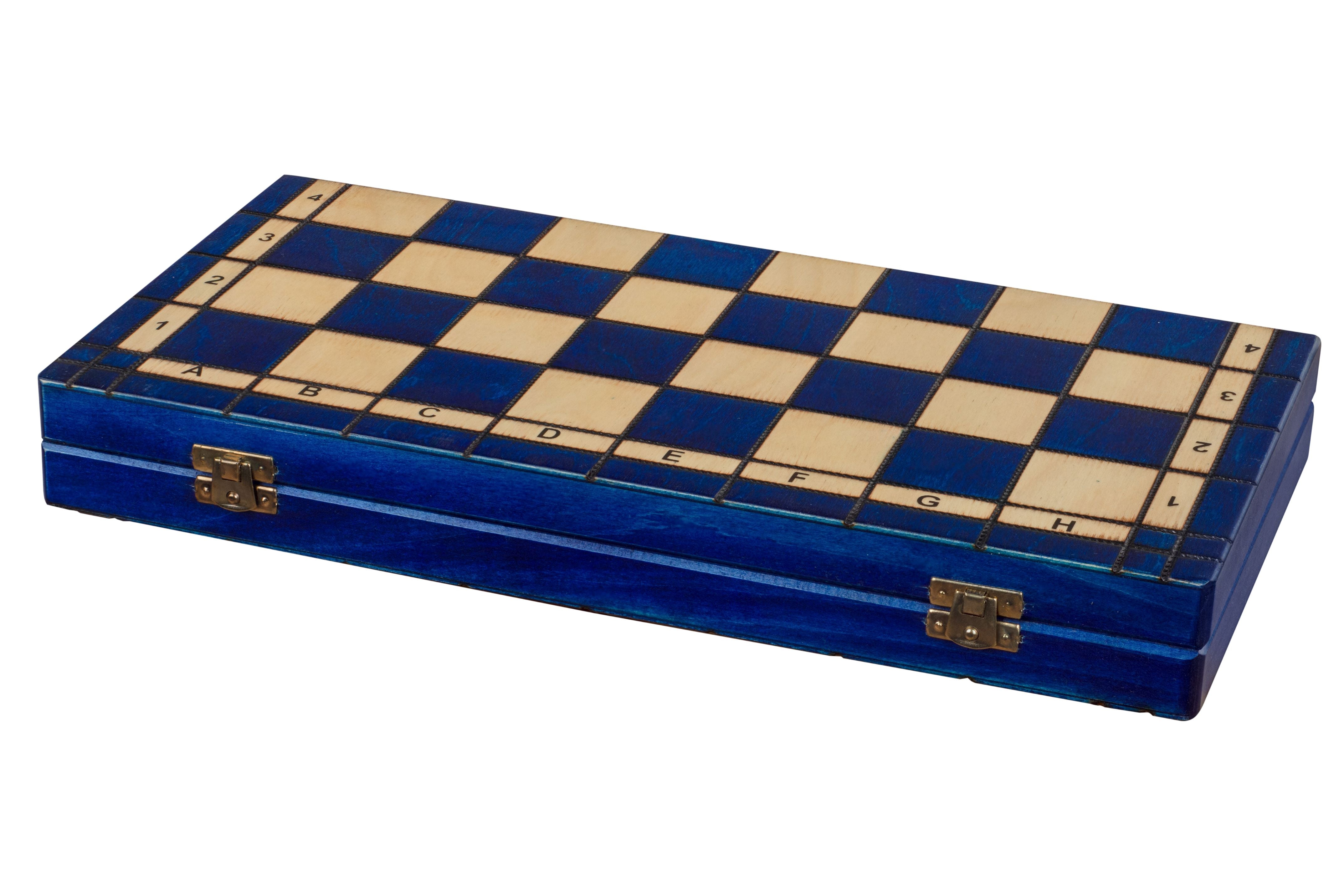 Jeu d'échecs d'AS Bleu en bois de charme, de taille moyenne (41 x 41cm) - Ensemble Complet - Jeu d'échecs d'AS Bleu en bois de charme, de taille moyenne (41 x 41cm) - Ensemble Complet