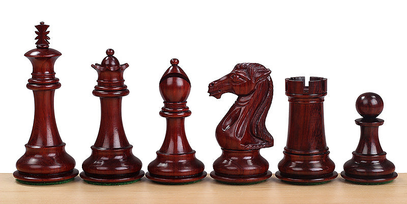Pièces d'échecs Royal Knight Redwood en bois de padouk et buis - Taille 4,00'' - Pièces d'échecs Royal Knight Redwood en bois de padouk et buis - Taille 4,00''