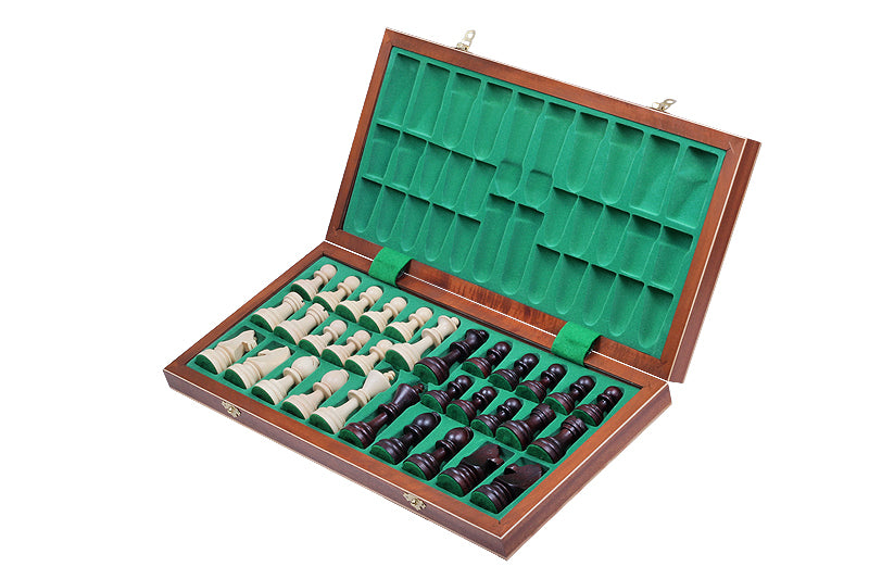 Jeu d'échecs DE TOURNOI No 7 en bois de charme avec l'échiquier en marqueterie de bois d'acajou et sycomore, de grande taille (50 x 50cm) - Ensemble Complet - Jeu d'échecs DE TOURNOI No 7 en bois de charme avec l'échiquier en marqueterie de bois d'acajou et sycomore, de grande taille (50 x 50cm) - Ensemble Complet