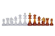 piezas de ajedrez Staunton n.º 6, transparentes y ámbar (rey de 96 mm)