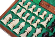 Jeu d'échecs DE TOURNOI No 7 en bois de charme avec l'échiquier en marqueterie de bois d'acajou et sycomore, de grande taille (50 x 50cm) - Ensemble Complet