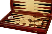 Jeu de Backgammon en bois teinté - de grande taille (48x28cm) - L'ensemble complet