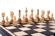 Jeu d'échecs INDIEN en bois de cerisier sauvage, de taille moyenne (47,0 x 46,5cm) - Ensemble Complet