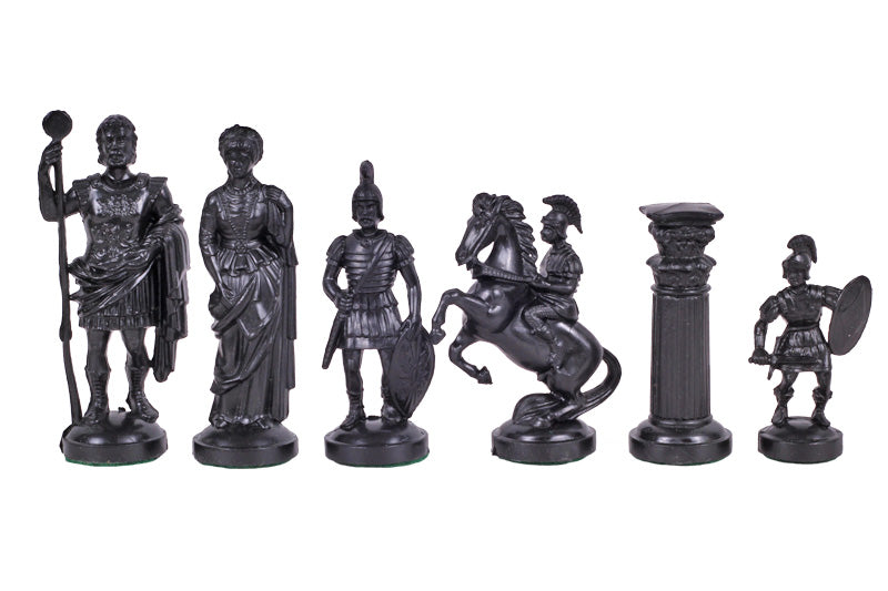 piezas de ajedrez inspiradas en el Imperio romano, en negro y dorado, con peso de metal (el rey mide 98 mm) - piezas de ajedrez inspiradas en el Imperio romano, en negro y dorado, con peso de metal (el rey mide 98 mm)