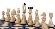 Jeu d'échecs d'AS Bleu en bois de charme, de taille moyenne (41 x 41cm) - Ensemble Complet