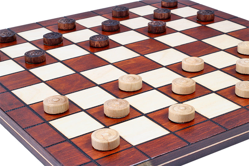 Jeu de dames en bois de charme - damier 8 x 8 cases , de taille moyenne (40 x 40cm) - Ensemble Complet - Jeu de dames en bois de charme - damier 8 x 8 cases , de taille moyenne (40 x 40cm) - Ensemble Complet