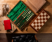 Jeu d'échecs de Tournoi en marqueterie de bois d'acajou et sycomore de taille 5 - Ensemble Complet avec 2 Dames supplémentaires