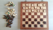Magnetisches Holzschachspiel + Holzdamespiel (38 x 38 cm)