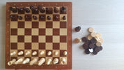Magnetisches Holzschachspiel + Holzdamespiel (38 x 38 cm)