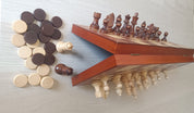 Magnetisches Holzschachspiel + Holzdamespiel (38 x 38 cm)
