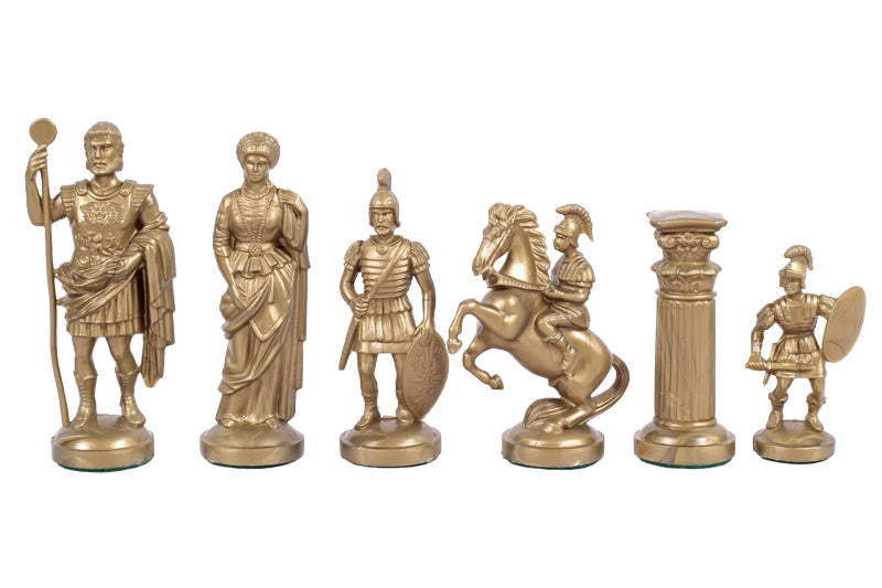 piezas de ajedrez inspiradas en el Imperio romano, en negro y dorado, con peso de metal (el rey mide 98 mm) - piezas de ajedrez inspiradas en el Imperio romano, en negro y dorado, con peso de metal (el rey mide 98 mm)