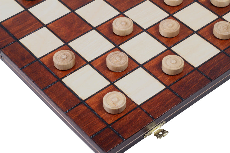 Jeu de dames en bois de charme - damier 8 x 8 cases , de taille moyenne (40 x 40cm) - Ensemble Complet - Jeu de dames en bois de charme - damier 8 x 8 cases , de taille moyenne (40 x 40cm) - Ensemble Complet