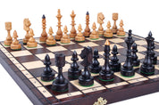 Jeu d'échecs INDIEN en bois de cerisier sauvage, de taille moyenne (47,0 x 46,5cm) - Ensemble Complet