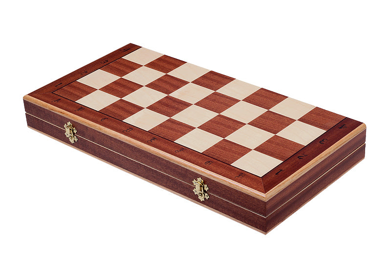 Jeu d'échecs DE TOURNOI No 7 en bois de charme avec l'échiquier en marqueterie de bois d'acajou et sycomore, de grande taille (50 x 50cm) - Ensemble Complet - Jeu d'échecs DE TOURNOI No 7 en bois de charme avec l'échiquier en marqueterie de bois d'acajou et sycomore, de grande taille (50 x 50cm) - Ensemble Complet